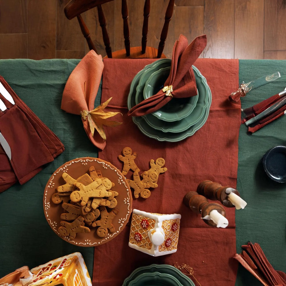 Reversible Linen Table Runner: European Flax, Customizable Colors | Christmas Gift for Her