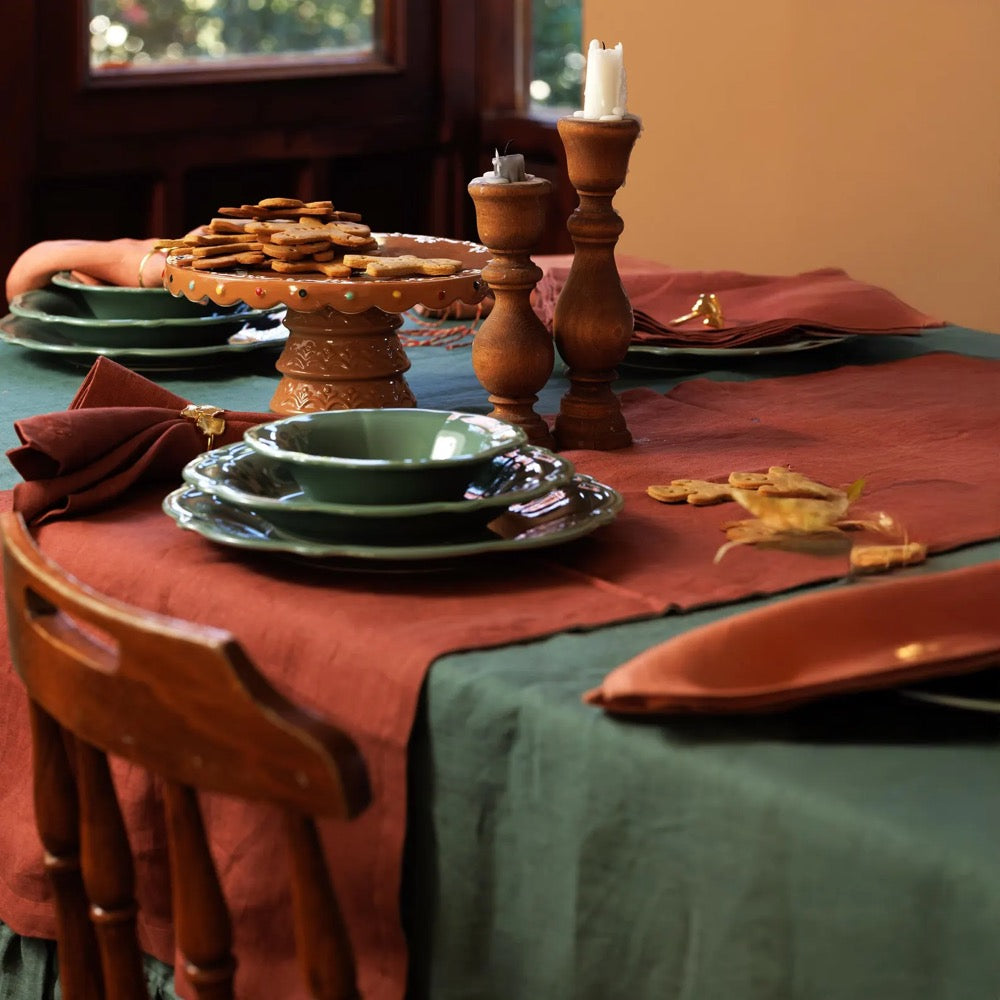 Reversible Linen Table Runner: European Flax, Customizable Colors | Christmas Gift for Her