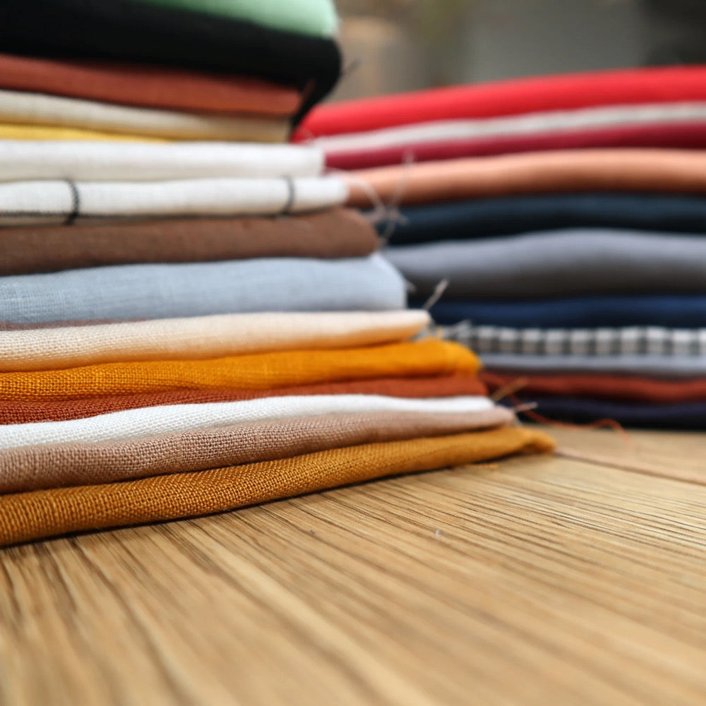 Linen fabric remnants (Set of 5 in one color) - LINEN Scraps Bundle for quilting - Washed-colored LINEN