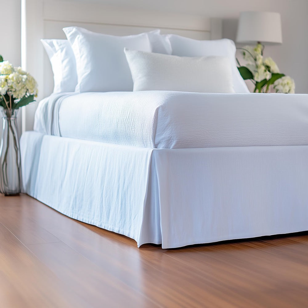 Linen Bed Skirt with Kick Pleats - Organic Linen Bed Skirt for Queen, King, Twin