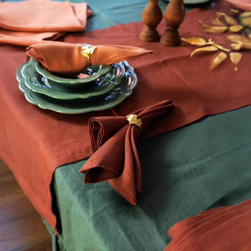 Reversible Linen Table Runner: European Flax, Customizable Colors | Christmas Gift for Her