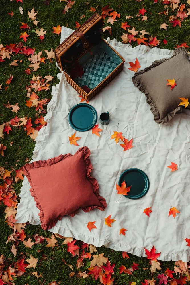 Handmade Ruffled Linen Pillow Sham: Farmhouse Style Pillow Cover, Christmas Gift for Her