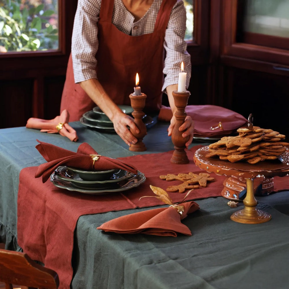 Reversible Linen Table Runner: European Flax, Customizable Colors | Christmas Gift for Her