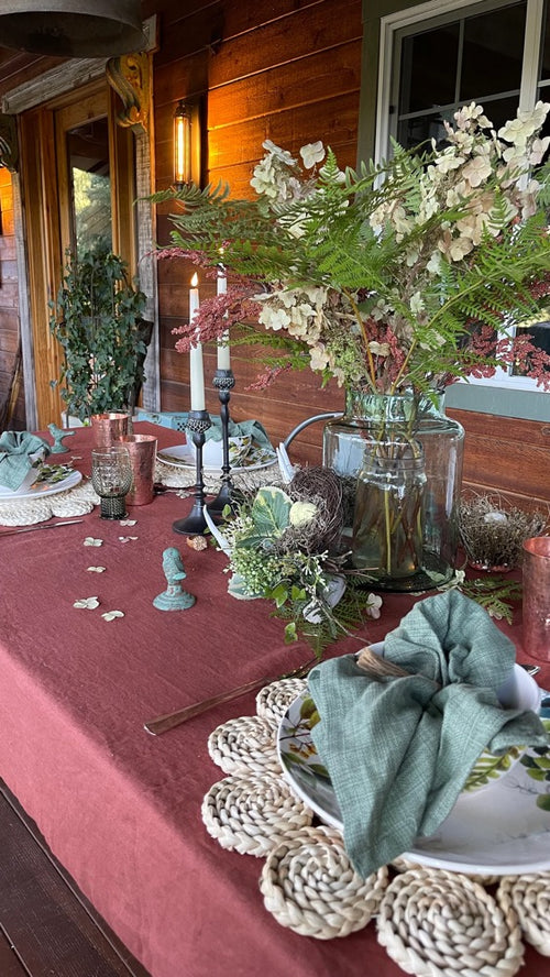 CUSTOM Unique Linen Tablecloth for Your Dining Room - Natural Linen Round or Rectangle Table