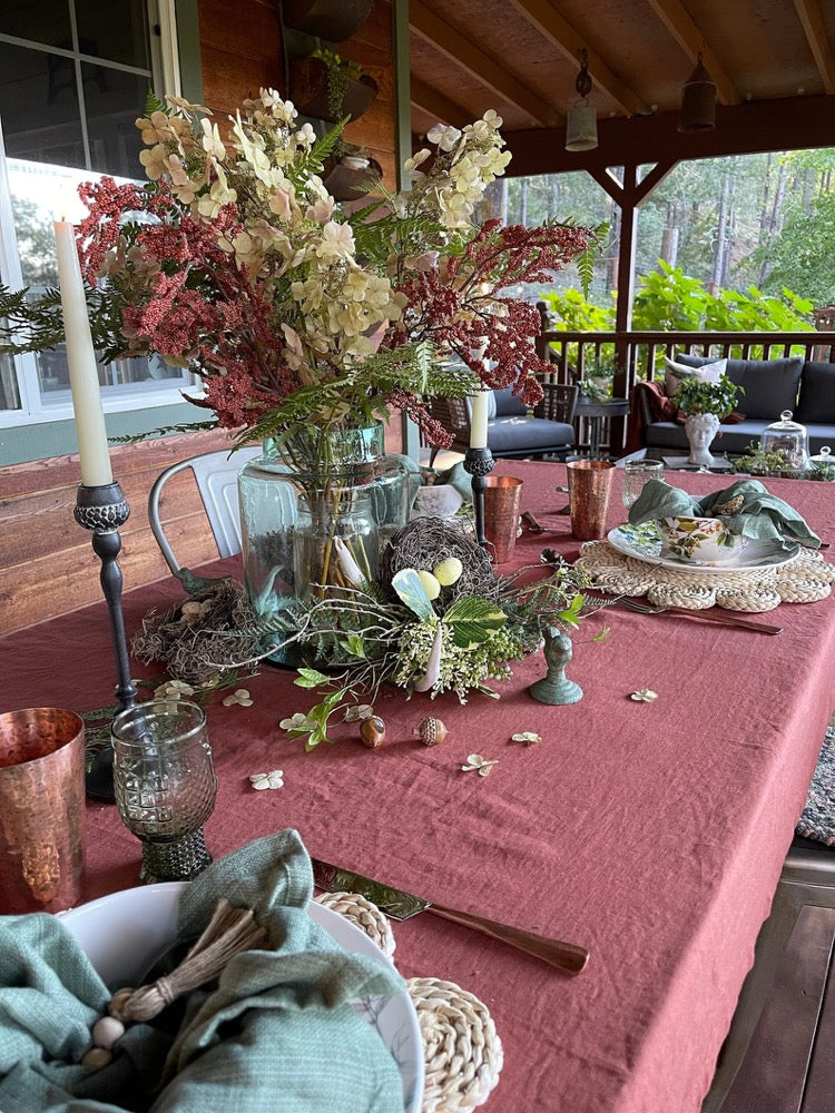 CUSTOM Unique Linen Tablecloth for Your Dining Room - Natural Linen Round or Rectangle Table